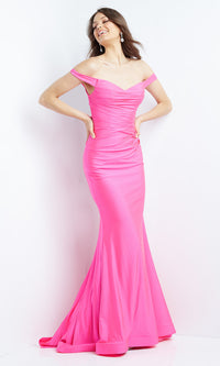 JVN by Jovani-JVN by Jovani Off-the-Shoulder Long Prom Dress