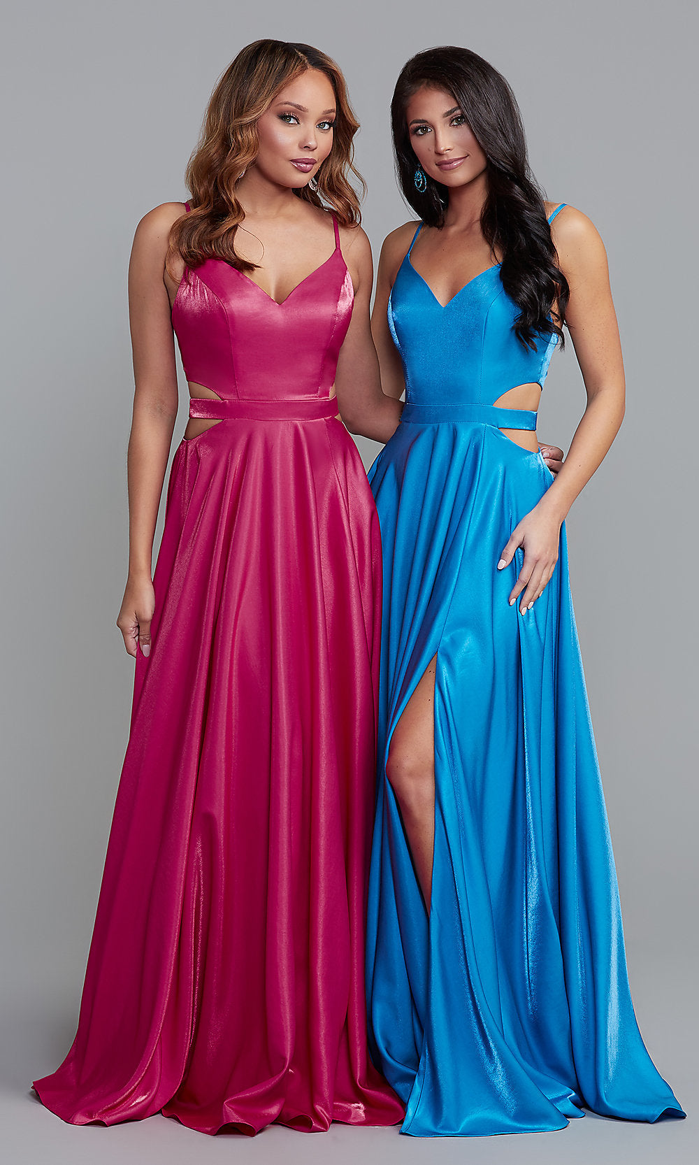 Side-Cut-Out Long Shimmer Prom Dress by PromGirl