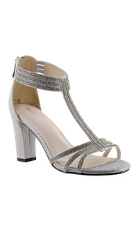 Silver Block-Heel Prom Shoes by Touch Ups 4526