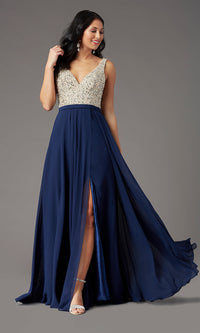Promgirl Private Label-Beaded-Bodice Open-Back Prom Dress by PromGirl