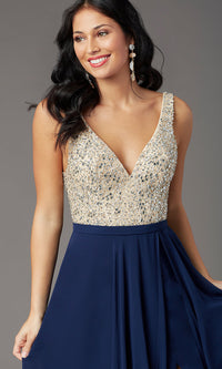 Promgirl Private Label-Beaded-Bodice Open-Back Prom Dress by PromGirl