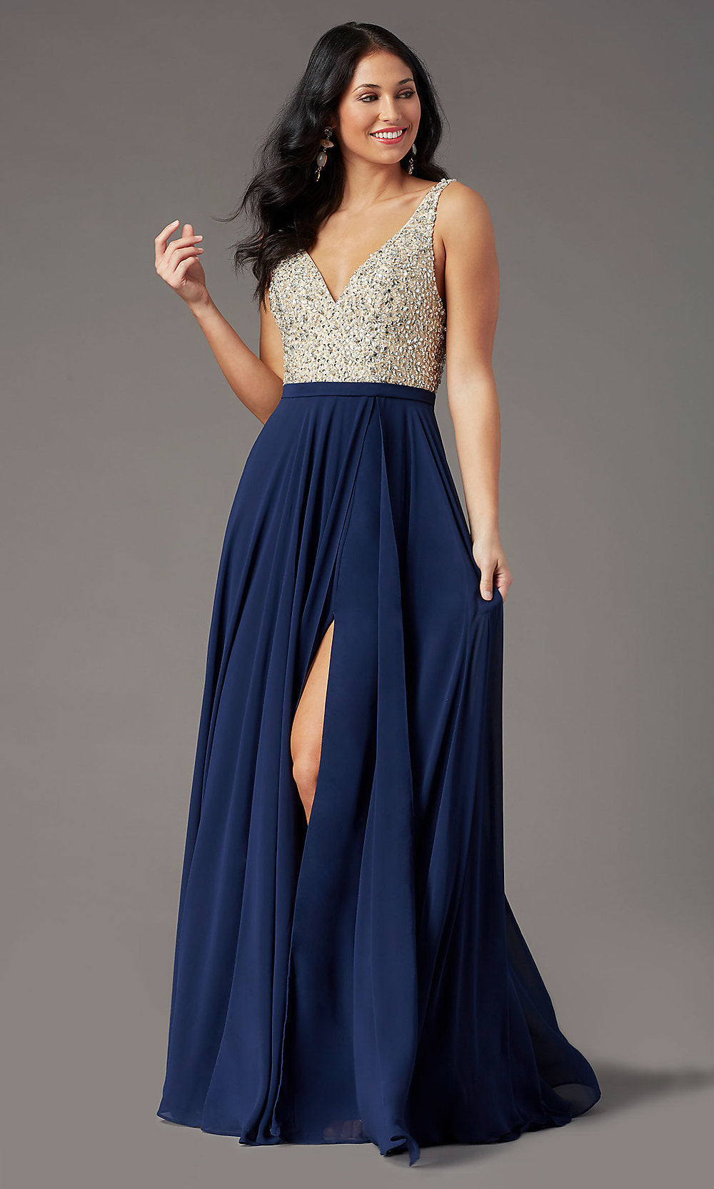 Promgirl Private Label-Beaded-Bodice Open-Back Prom Dress by PromGirl