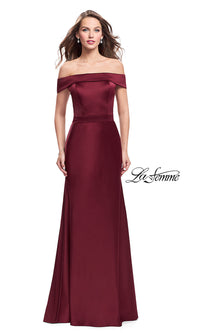 La Femme Off-the-Shoulder Long Prom Dress