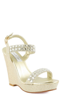 Touch Ups-Brynn Gold Wedge Beaded Heel
