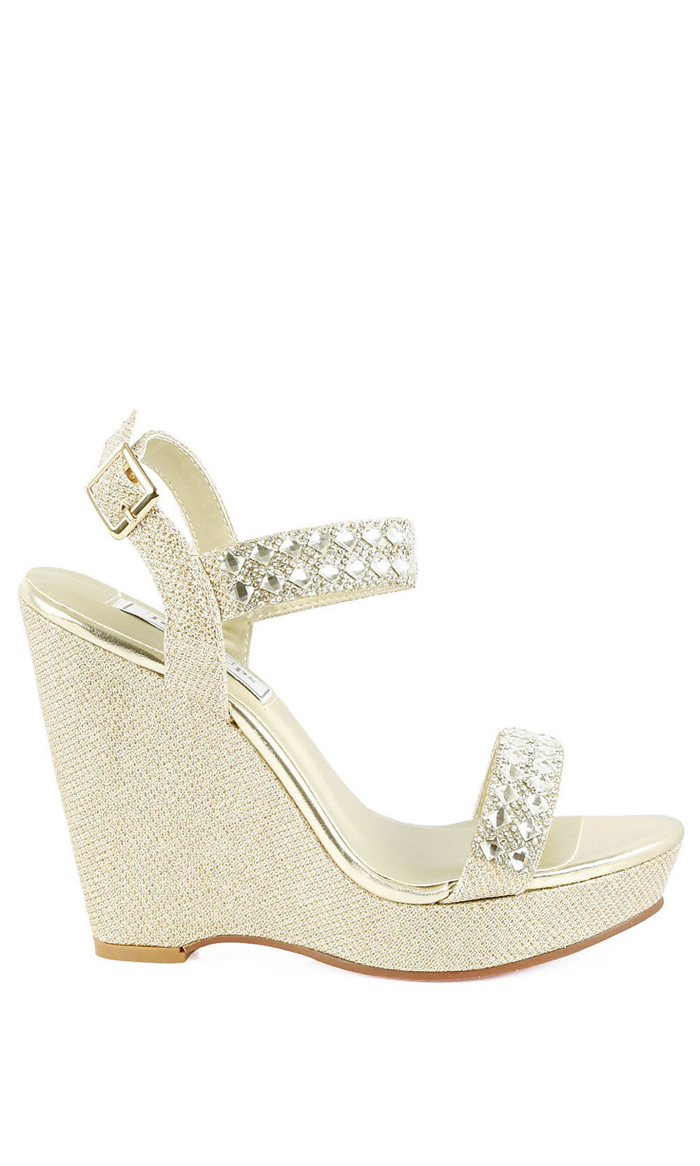 Touch Ups-Brynn Gold Wedge Beaded Heel