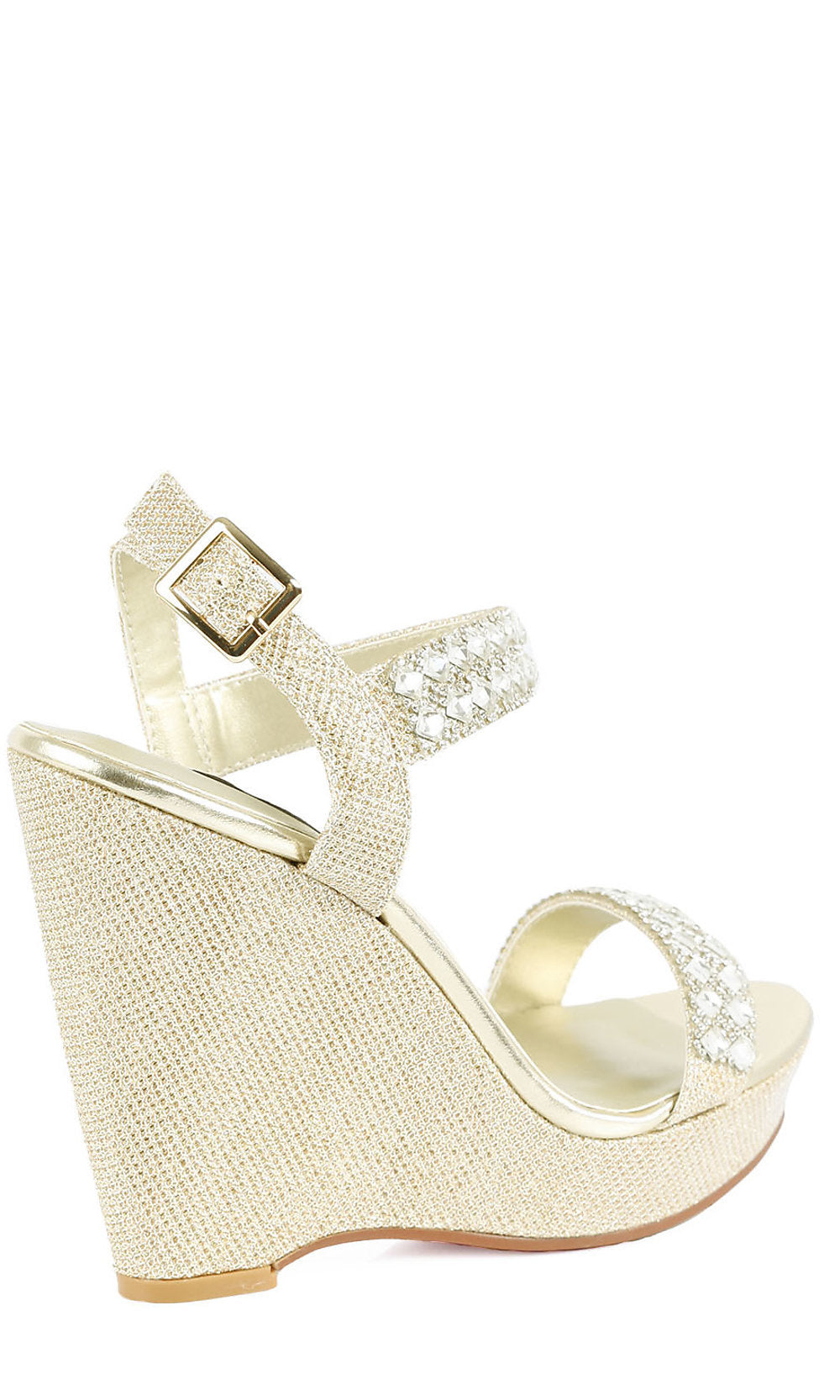 Touch Ups-Brynn Gold Wedge Beaded Heel