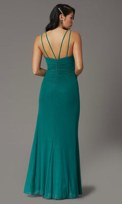 Dancing Queen-Long V-Neck Ruched Classic Prom Dress