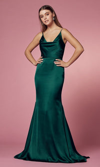 Simple Long Classic Prom Dress with Cowl V-Neck