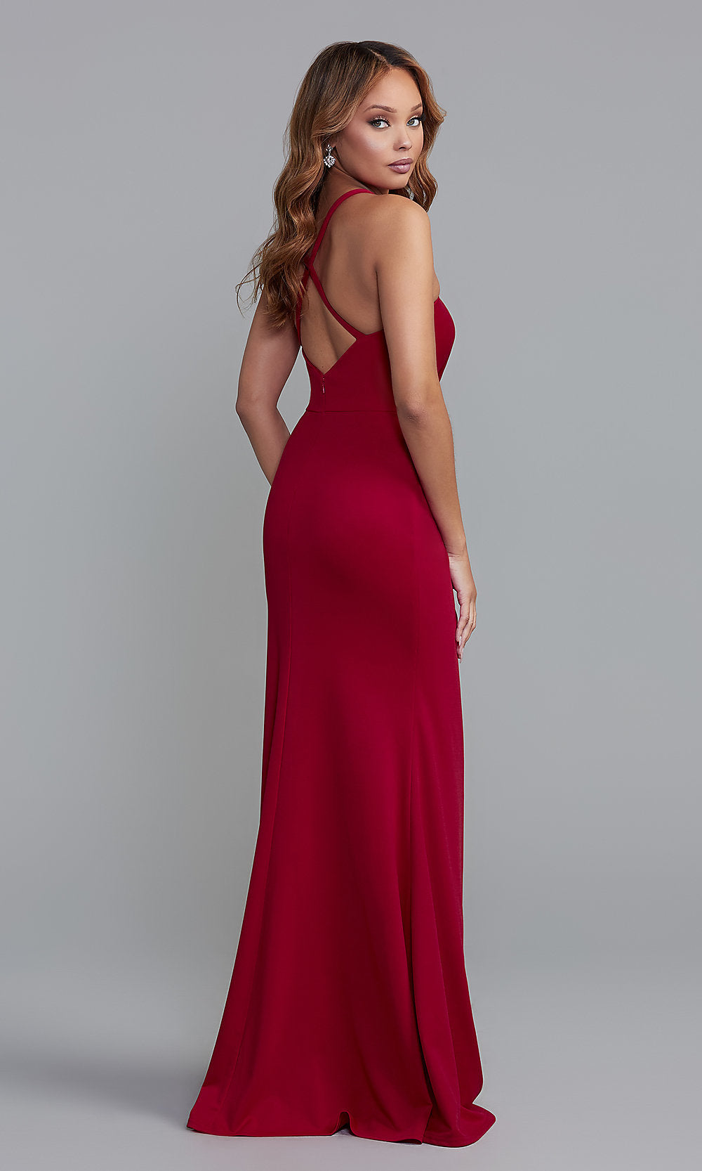 Drape-Front Simple Long Affordable Prom Dress-PromGirl