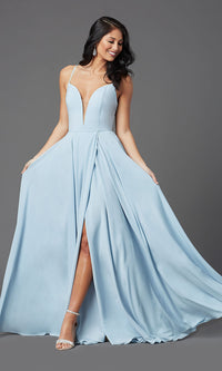 PromGirl Long A-Line Formal Prom Dress with Slit