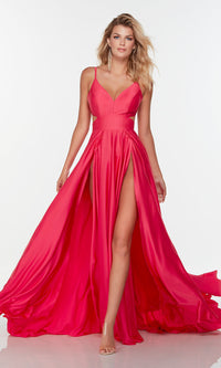 Alyce Bright Hot Pink Prom Dress with Double Slits