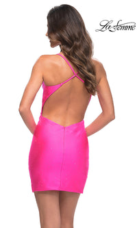 La Femme-Hot Pink Backless La Femme Short Homecoming Dress