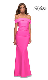 La Femme-La Femme Off-the-Shoulder Long Tight Prom Dress
