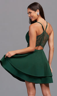 Dark Green Layered A-Line Short Homecoming Dress