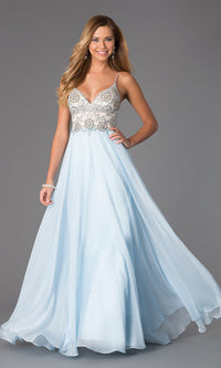 Long Dress by Dave and Johnny with Jewel Embellished Bodice