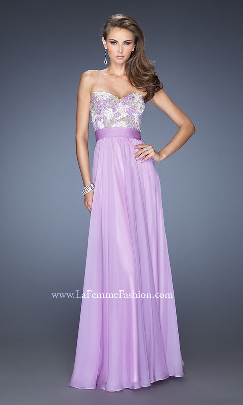 La Femme-Long Strapless Sweetheart Dress