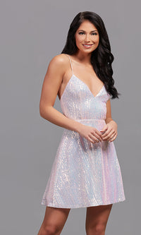 Minuet Private Label-PromGirl Short A-Line Sequin Homecoming Dress