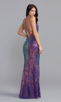 Promgirl Private Label-PromGirl Iridescent-Sequin Sexy Long Prom Dress