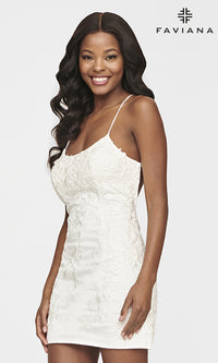 Faviana-Short Floral-Applique Faviana Homecoming Dress