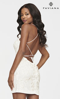 Faviana-Short Floral-Applique Faviana Homecoming Dress