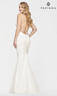 Faviana-Strappy-Back Long Light Pink Prom Dress by Faviana