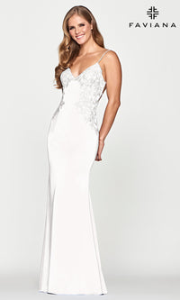 Faviana-Backless Light Blue Long Prom Dress by Faviana