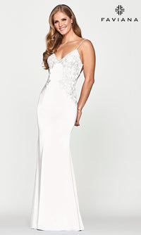Faviana-Backless Light Blue Long Prom Dress by Faviana