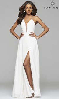 Faviana-Faviana Low V-Neck Corset Back Prom Dress 