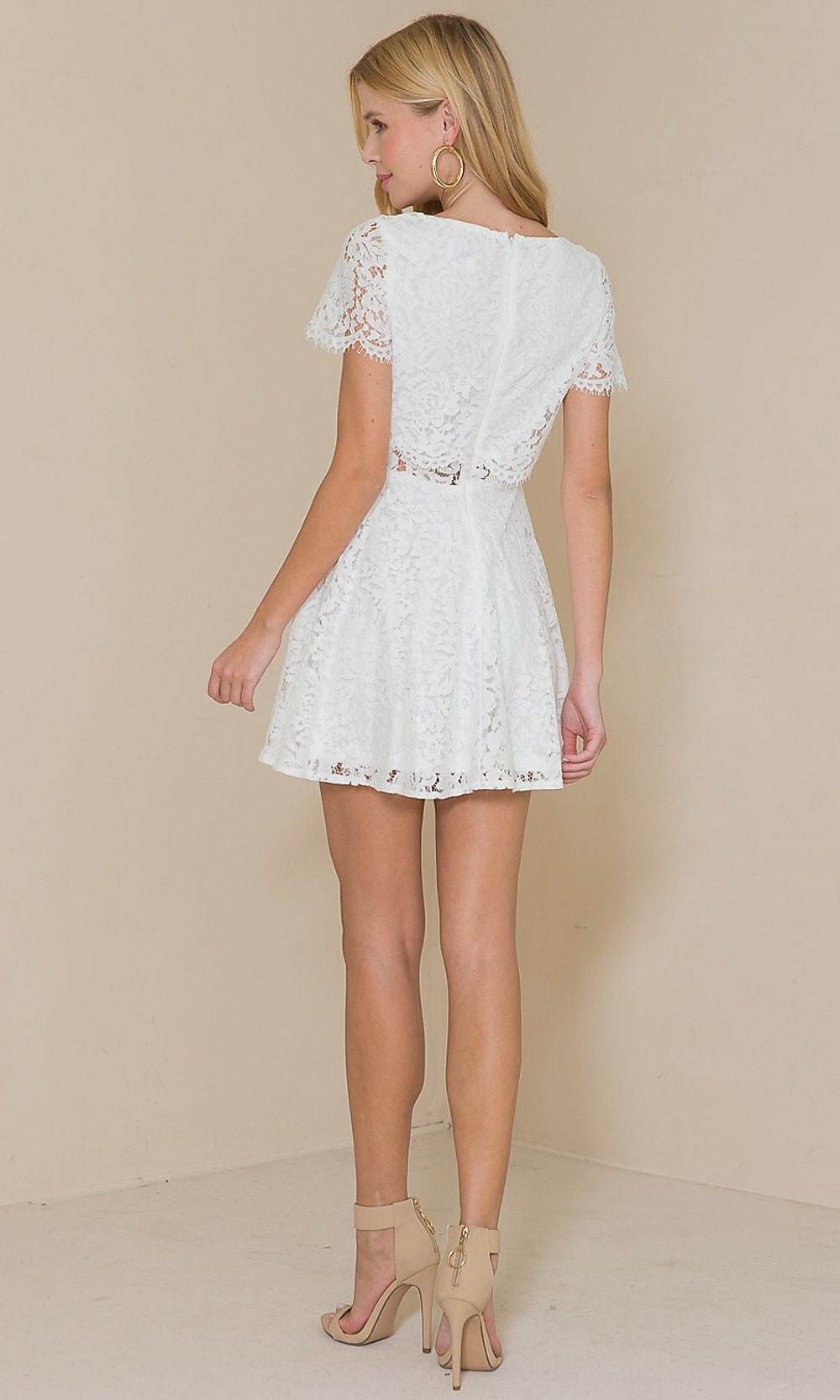 Maniju-Two-Piece A-Line Short White Lace Graduation Dress