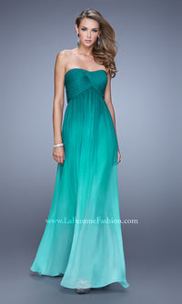 La Femme-Long Strapless Ombre Prom Dress by La Femme 
