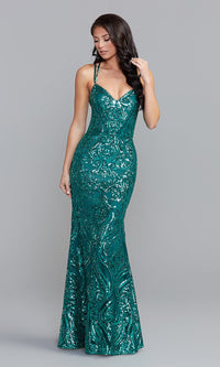 Promgirl Private Label-Statement-Back Long Sequin Prom Dress by PromGirl