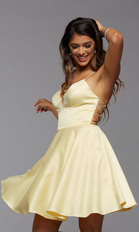 Strappy-Open-Back Short Pastel Prom Dress