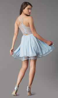 Maniju Private Label-Short Lace-Back Homecoming Party Dress by PromGirl