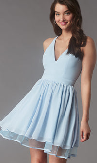 Maniju Private Label-Short Lace-Back Homecoming Party Dress by PromGirl