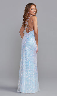 PromGirl Iridescent-Sequin Sexy Long Prom Dress