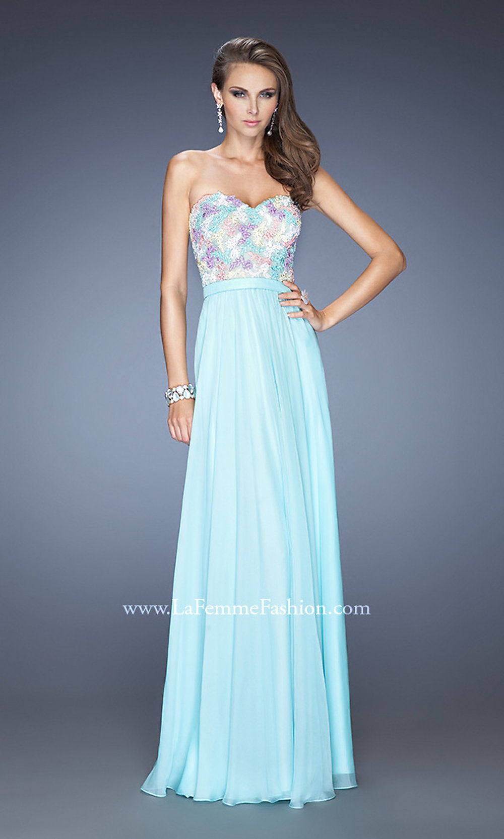 La Femme Strapless Long a-LIne Prom Dress