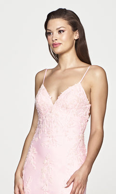 Faviana-Strappy-Back Long Light Pink Prom Dress by Faviana