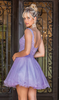 Dancing Queen-Short Prom Dress with Sheer Embroidered Bodice
