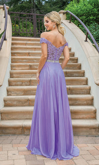 Dancing Queen-Sheer Embroidered-Bodice metallic long prom dress.