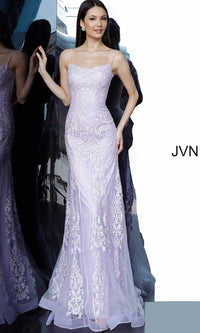 JVN by Jovani-Embroidered JVN by Jovani Corset-Back Prom Dress