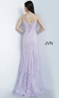 JVN by Jovani-Embroidered JVN by Jovani Corset-Back Prom Dress