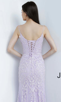 Embroidered JVN by Jovani Corset-Back Prom Dress