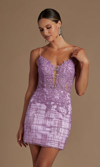 Sheer Lace Corset-Bodice Short Homecoming Dress