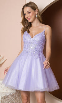Narianna-Fit-and-Flare Glitter Tulle Short Homecoming Dress