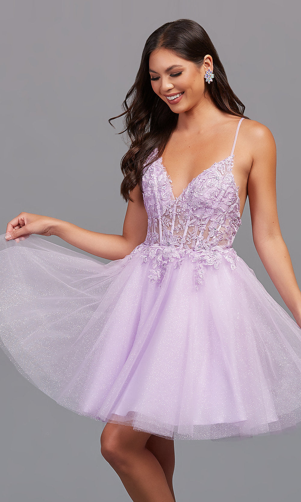 PromGirl Lilac Purple Short Babydoll Prom Dress