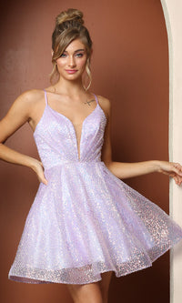 Narianna-Sequin Short Fit-and-Flare Unique Homecoming Dress
