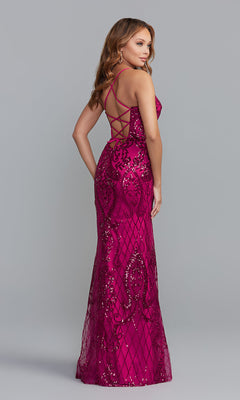 Promgirl Private Label-PromGirl Statement-Back Long Sequin Prom Dress