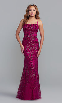 Promgirl Private Label-PromGirl Statement-Back Long Sequin Prom Dress