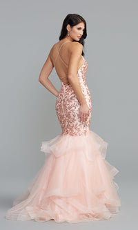 Promgirl Private Label-PromGirl Long Mermaid Prom Dress with Sequin Print
