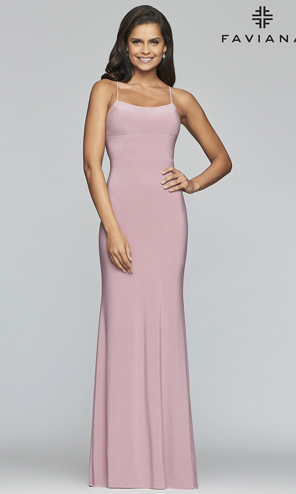 Faviana-Scoop-Neck Open-Back Prom Dress by Faviana